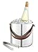 Francois et Mimi 18/10 Stainless Steel Double Wall 3L Capacity Ice Bucket with Leather Handle, Lid and Stainless Steel Ice Tongs