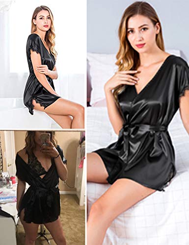 3 Avidlove+Satin+Short+Silky+Bathrobes