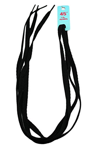 Black Colored Flat Lace 7 Pr. Eyelets Shoelaces (2pc, 45")