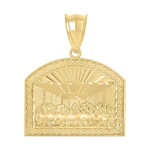 Auriga Fine Jewelry 10K Yellow Gold Last Supper Religious Charm Pendant (L- 1.17 Inch, W- 1.42 Inch)