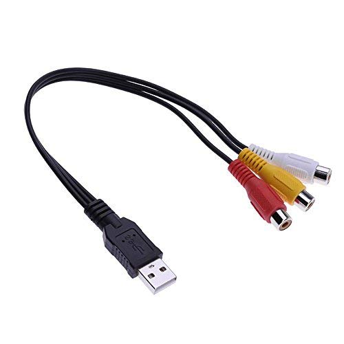 FBApayipa 25cm USB 2.0 Male to 3 RCA Female Video AV A/V Converter Audio Capture Card Adapter Cable for HDTV TV Television Wire Cord