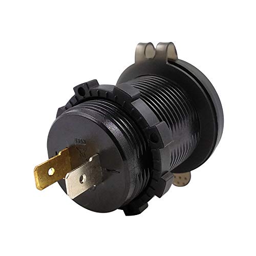 BUENNUS Motorcycle ATV Car USB Charger Adapter,Quick Charge 3.0 Power Outlet for Marine,RV,Boat,SUV,Truck with ON/Off Switch Voltmeter Waterproof Universal 12V-24V with Electric Drill Bit - Thumbnail 3