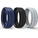 Arua Silicone Weddings Rings for Men 3-PACK. Comfortable and Durable Rubber Wedding Bands for Sports, Gym, Outdoors. 2mm thick.Black, Grey, Blue