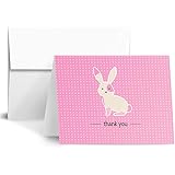 Rabbit Lovely Animal Thank You Note Greeting Cards with Envelopes | Printed on Thick and Sturdy 80lb (216gsm) Cardstock | Blank Interior | A2 Size â€“ 4.25 x 5.5â€ | 25 per Pack