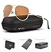 LUENX Womens Mens Aviator Sunglasses Polarized Driving Eyewear Brown Amber Lenses Gold Metal Frame Classic Style 60mm