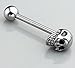 CrazyPiercing 4Pcs 14G Stainless Steel Skull Diamonds Tongue Rings Barbell Piercing Tongue Bars Body Percing Jewelry