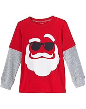 Boys' 12M-8 Long Sleeve Santa Tee