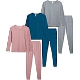 Sweet Hearts Girls Thermal Underwear Set - 6 Piece Waffle Knit Shirt and Long Johns Thermal Leggings: Made in USA (2T-16)
