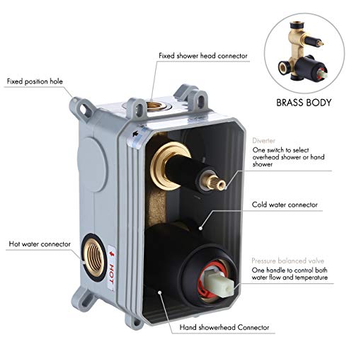 KES Shower System 12 Inch Rain Shower Head with Handheld Spray Shower