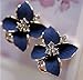 Demarkt 1PCS Fashion Elegant Cute Lady Girls Blue Flower Crystal Ear Stud Earrings