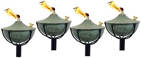 Legends Direct Maui Tiki Style Torches With Poles Set-Of-4 Hammered Patina