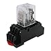mxuteuk 2pcs HH54P DC 12V Coil 14 Pin 3A 4PDT LED Indicator Electromagnetic Power Relay, with Base, with DIN Rail Slotted Aluminum