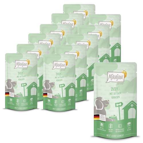 MjAMjAM - Premium wet food for dogs - Quetschie - insect with succulent chicken, pack of 12 (12 x 125g), grain-free with extra meat