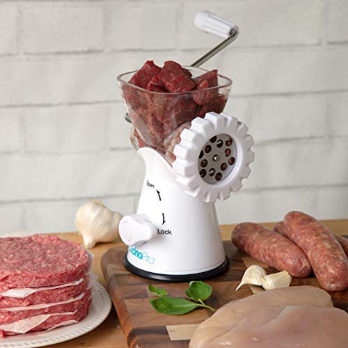 Manual Meat Grinder RustFree Mincer w 2 Stainless Steel Plates