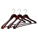 J.S. Hanger Extra Wide Rounded Shoulder Walnut Finish Wooden Coat Hangers with No-slip Bar, 3 Pack