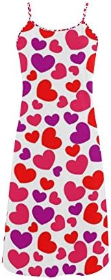 Abbie Miller Awesome Heart Pattern Custom Women's Polyester Casual Slip Dress Red F
