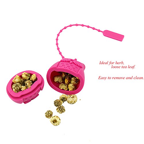 2pcs Silicone Mini Owl Tea Bag,Ezeso Reusable Tea Filter Infuser Strainer for Coffee Herb Punch (Blue + Rose)