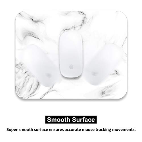 AUDIMI Mouse Pad White Marble Cute Rectangle Mouse Mat Anti-Slip Base for PC Office Working Gaming - Thumbnail 3