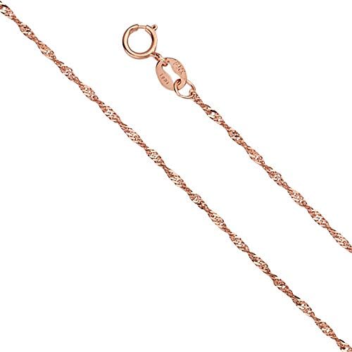 TWJC 14k Yellow OR White OR Rose/Pink OR Tri Color Gold SOLID 1.2mm Singapore Chain Necklace with Spring Ring Clasp