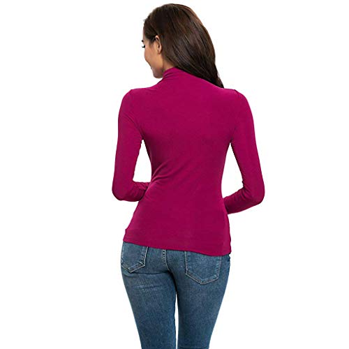 Keliay Bargain Womens Long Sleeve Solid Slim Fit Turtleneck Tee Shirt Top Blouse