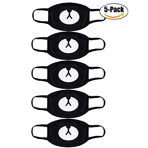 Bape Mask,Aniwon 5 Pack Ayo and Teo Face Mask Anti Dust Cotton Black Mask EXO Mouth Mask Kpop Mask for Kids