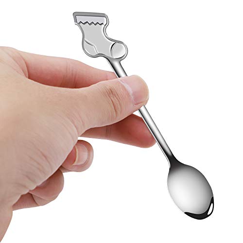 URATOT 8 Pieces Stainless Steel Christmas Gift Spoons Coffee Tea Dessert Mixing Spoons Christmas Stocking Fillers (8)