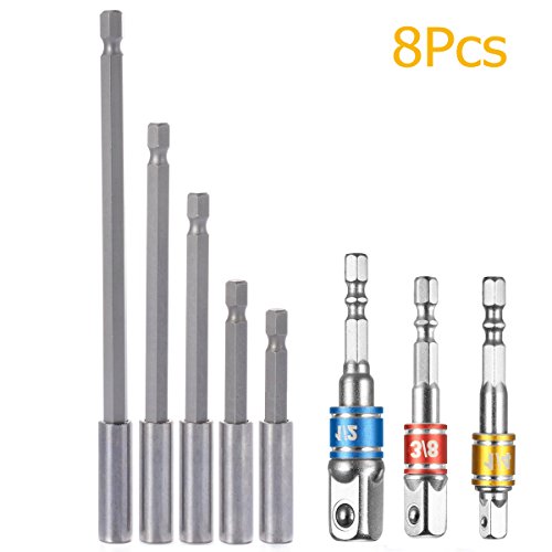 5 Piece Magnetic Bit Holder Extensions Set + 3PCS Colorful Socket Adapter Impact Set Extension Converter Impact Drill Bits Driver Power Hand Tools