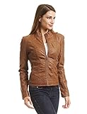 Come Together California WJC746 Womens Vegan Leather Motorcycle Jacket M Camel