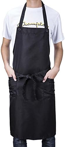 NGWALL Apron-Adjustable Kitchen Apron - Canvas With Tool Pocket Work bib, Long Section For Men And Women (black)