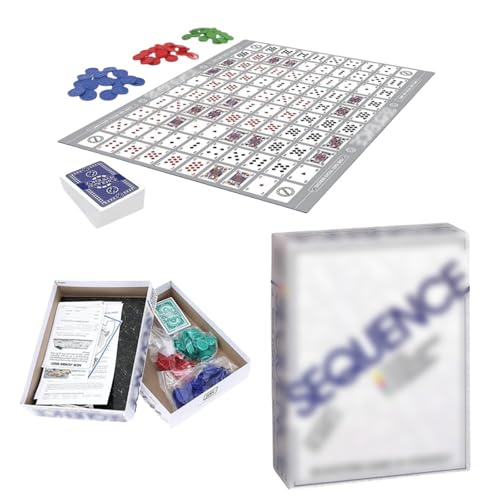 Sequence Juego de Mesa, Sequence Game, Juego de Mesa Estrategia Familiar - Juego de Cartas con Tablero Plegable,104 Cartas + 135 Monedas de Juego, para 2-12 Jugadores (Versión Inglesa) (Blanco)