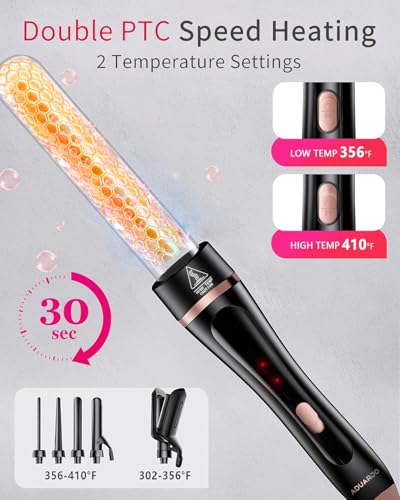 5 in 1 Hair Curler,Hair Curler with Wave,Instant Heating Curling Iron with Interchangeable Ceramic Barrels(9mm-32mm), Dual Voltage Birthday Gifts for Women