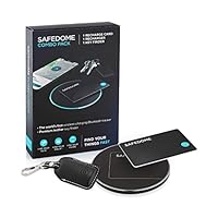 Safedome Recharge Bluetooth Tracking Combo Pack - 1 Premium Leather Smart Key Finder Fob & 1 Rechargeable Tracking Card, Find Your Lost Wallet, Keys, Bag, Backpack, or Phone with Free Companion App