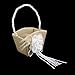 Tinksky Flower Gril Basket Vintage Pearl Ribbon Flower Decorated Burlap for Wedding Ceremony Party