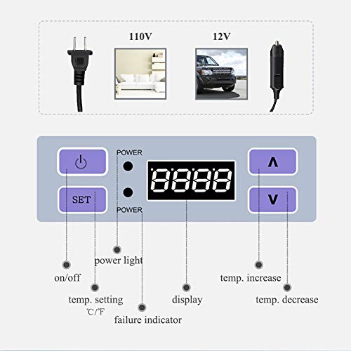 Smad 12v Refrigerator Portable Freezer for Camping Car Vehicle Truck 54 Quart, Compressor Fridge Freezer 4℉