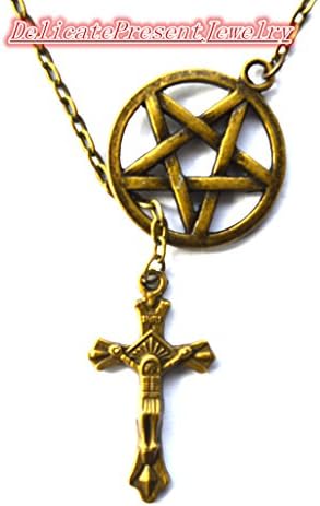 DelicatePresentJewelry Pentagram Necklace,brass Necklace, Pentacle Charm, Star Pendant,cross necklace simple, mothers day gift ideas for her mom daughter sister wife,Elegant Cross necklace