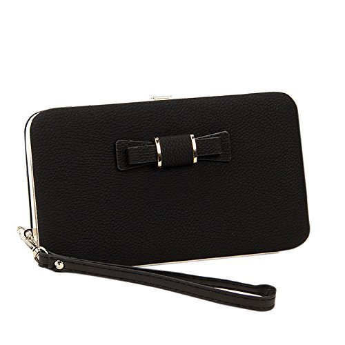 okayji women girls leather bow wallet clutch