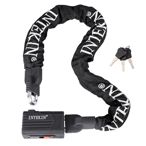 INTEKIN Motorradschloss Hohe Sicherheit, 120cm lang 10mm stark Stahl Kettenschloss, schwer Fahrradschloss mit Schlüssel, Anti-Diebstahl Schloss Kette 