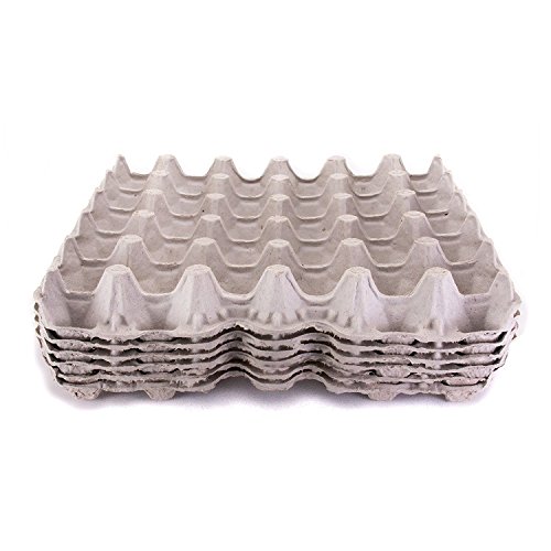Biodegradable-Natural pulp Chicken Egg flats for small, medium, Large, and Extra Large Eggs made from recycled paper (Pack of 6 cardboard Flats) Holds 30 eggs each flat