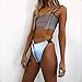LZLRUN Reflective Bikini Set New Summer Women Shiny Glowing Swimwear Beachwear (M) Grey