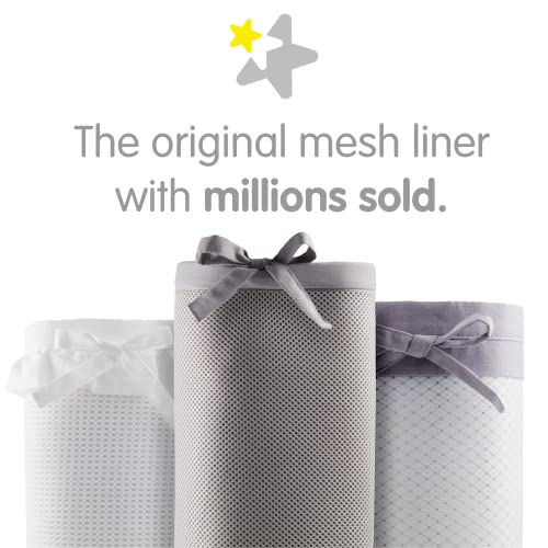 BreathableBaby Breathable Mesh Crib Liner â€“ Classic Collection â€“ Peaceful Elephant Gray â