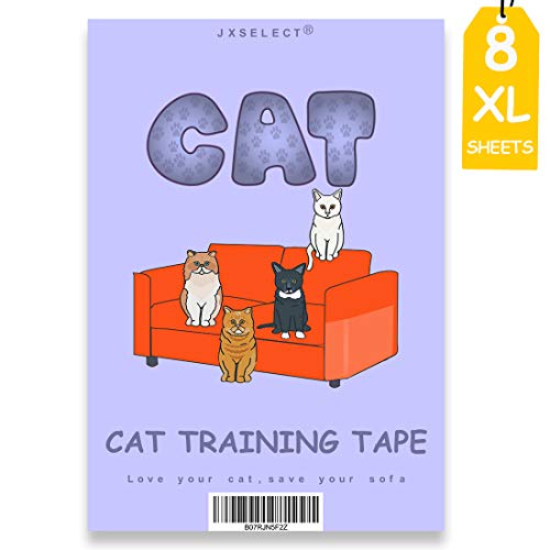 Jxselect Anti Scratch Cat Training Tape,8 Pieces XL Large (11.8" x 17") Clear Double Sided Tape for Cats Scratching,Pins Free Cat Deterrent Tape - Furniture Protector ...