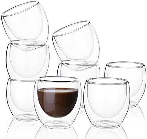 Espresso Cups Double Wall Thermo Insulated Coffee Cups - Set of 8 Cups