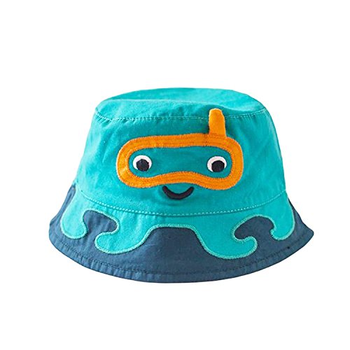 Boys Cotton Floppy Bucket Hat with Strap Cartoon Sun Protection Cap(1-6T)