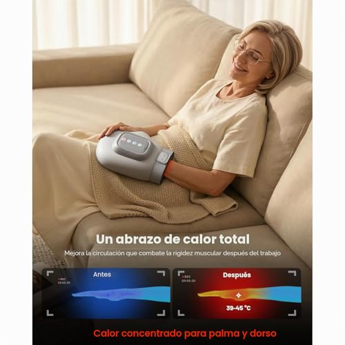 BOB AND BRAD Hand Massager with Compression and Heat, Cordless Electric Finger and Palm Massager 5 Intensity, Long Battery Life, Gift for Men and Women
