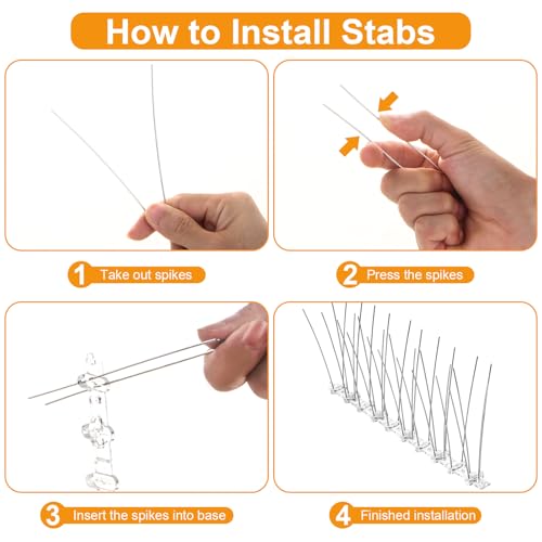 Anti-Pigeon Spikes 2.25 Metres Spikes for Pigeons, Anti Birds, 9 Pieces Bird Scares Balcony Spikes Anti Cats for Roofs, Gardens, Private Barriers, Terrace and Windows