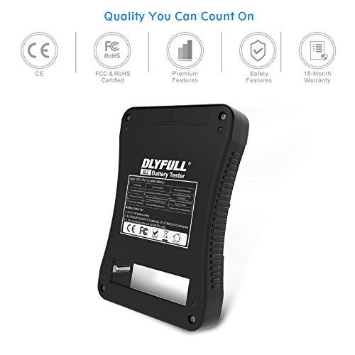 Dlyfull Universal Battery Tester with LCD Display, Multi Purpose Battery Checker for AA AAA C D 9V CR123A CR2 CRV3 2CR5 CRP2 1.5V Button Cell Batteries