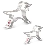 KENIAO Unicorn Cookie Cutter Set Fondant/Biscuit Cutters for Kids - 2 Various Size, Large: 4.4 x 3.4 inches & Small: 3.3 x 2.3 inches - Stainless Steel