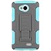 LG Tribute Case, CellJoy [Robot Armor] (Gray / Turquoise Teal) LG LS660 Optimus F60 Transpyre **ShockProof** [HEAVY DUTY] Drop Protection Kickstand Hybrid Cover [Swivel Belt Clip Holster Combo]