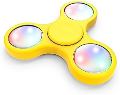 Fidget Hand Spinner With LED LIGHT ON BUTTON with 3 Modes Brand New Tri Spinner Prime Toy With Color Changing Shining Premium Anxiety Toy Helps Focus For Kids And Adults Stress Reducer (Yallow)
