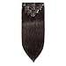 8 inch 65g Clip in Remy Human Hair Extensions Full Head 8 Pieces Set Long length Straight Very Soft Style Real Silky for Beauty #2 Dark Brown
